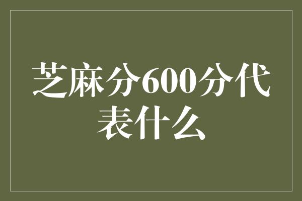 芝麻分600分代表什么