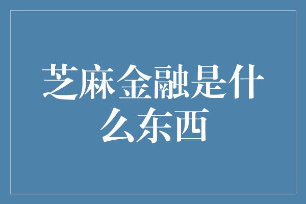 芝麻金融是什么东西