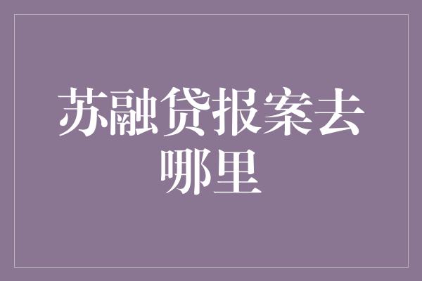 苏融贷报案去哪里