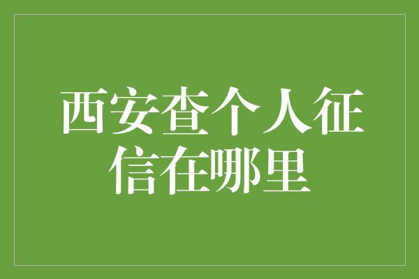 西安查个人征信在哪里