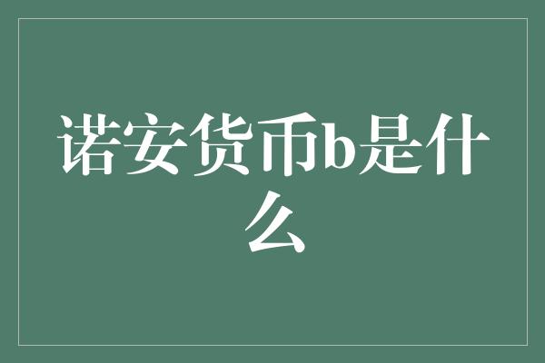 诺安货币b是什么