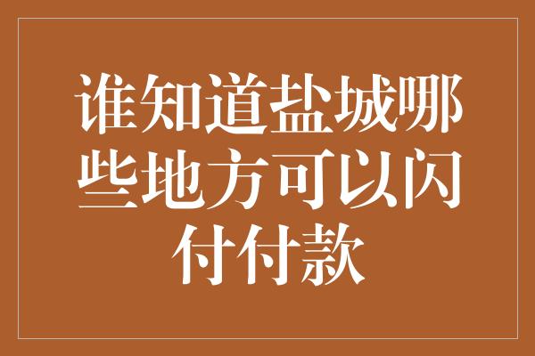 谁知道盐城哪些地方可以闪付付款