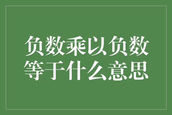 负数乘以负数等于什么意思