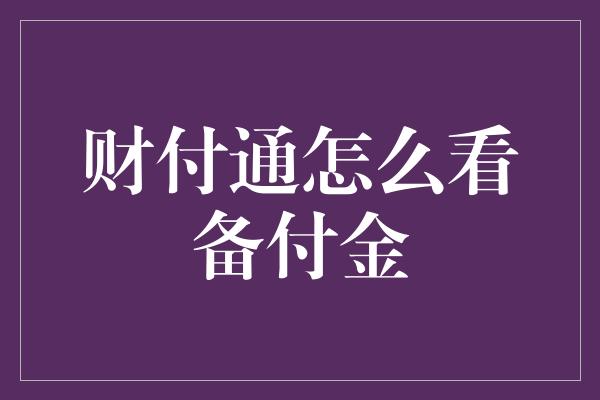 财付通怎么看备付金