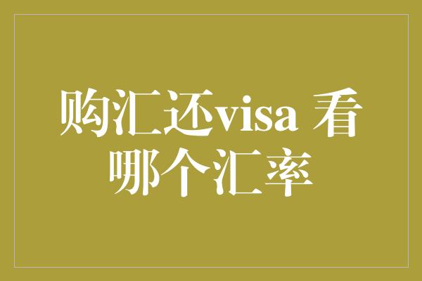 购汇还visa 看哪个汇率