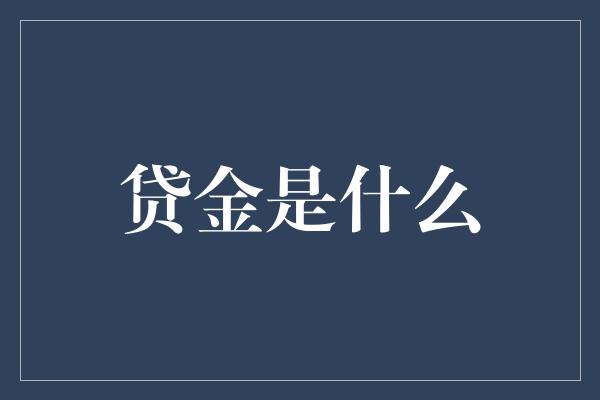 贷金是什么