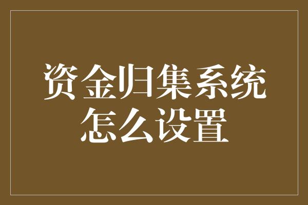 资金归集系统怎么设置