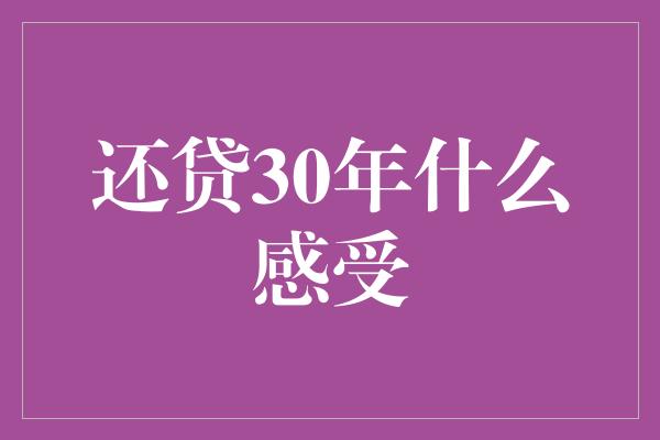 还贷30年什么感受