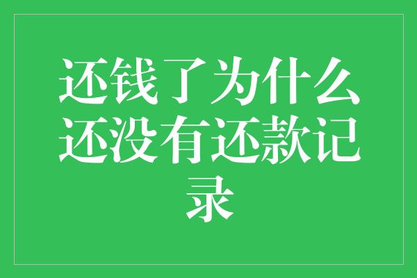 还钱了为什么还没有还款记录