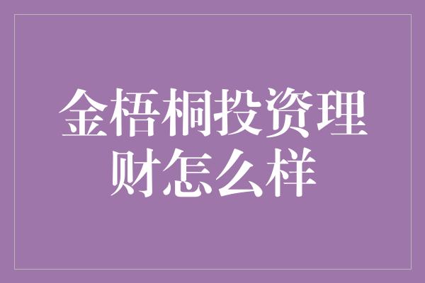 金梧桐投资理财怎么样