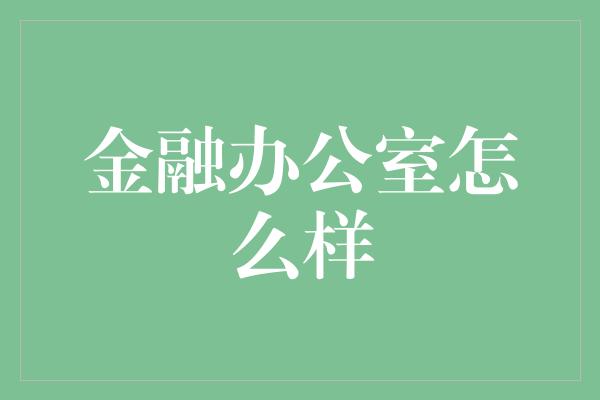 金融办公室怎么样