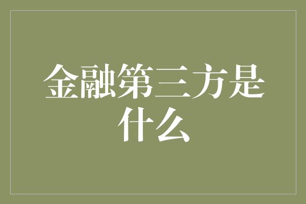 金融第三方是什么