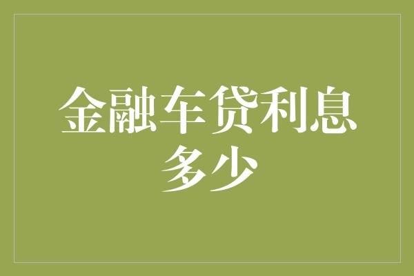 金融车贷利息多少