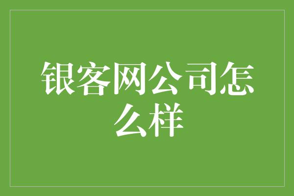 银客网公司怎么样