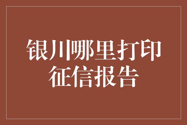 银川哪里打印征信报告