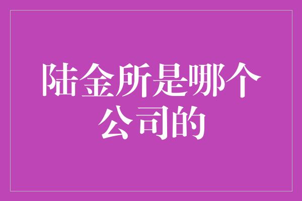 陆金所是哪个公司的