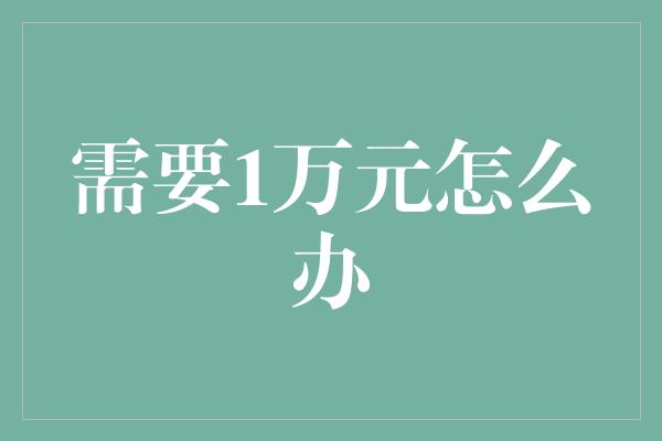 需要1万元怎么办