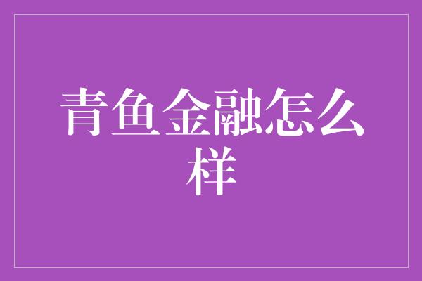 青鱼金融怎么样