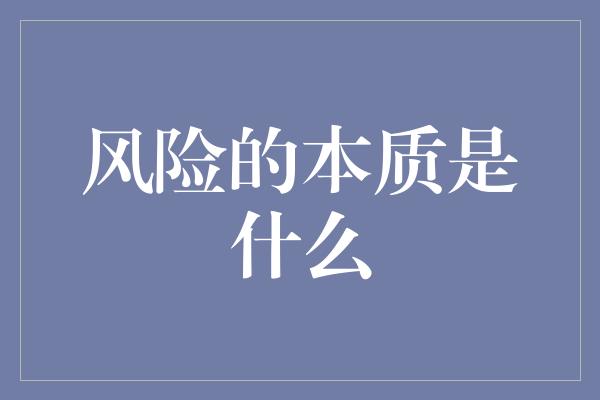 风险的本质是什么