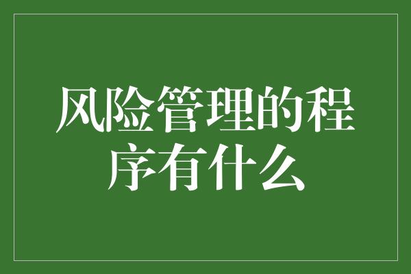 风险管理的程序有什么