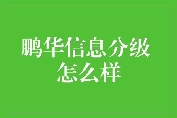 鹏华信息分级 怎么样