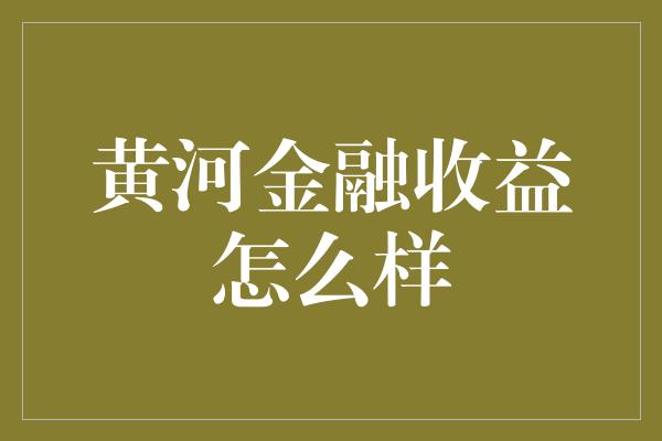 黄河金融收益怎么样