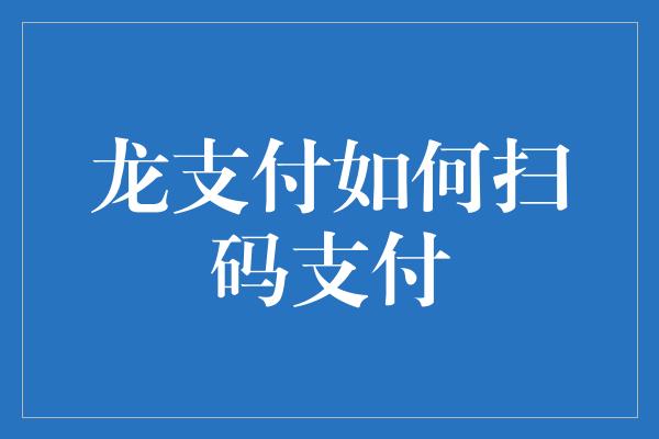 龙支付如何扫码支付