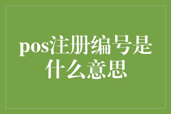 pos注册编号是什么意思