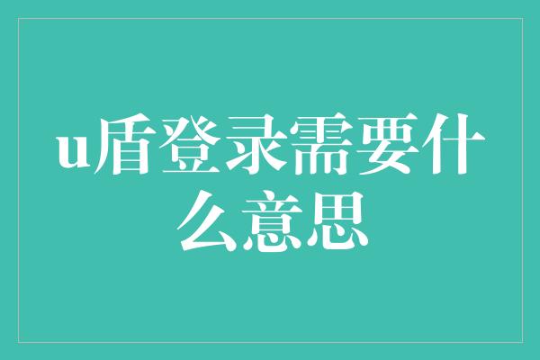 u盾登录需要什么意思